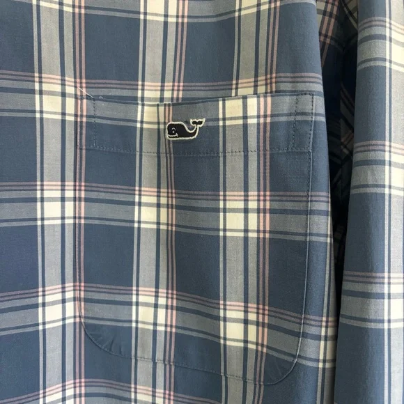 Men's Vineyard Vines Blue Plaid Slim Fit Tucker Shirt, Size XL - Picture 4 of 11
